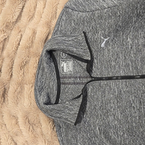 Puma Nocturnal Womens Sz Large 3/4 zip Training Sweater Jacket Grey Thumb Hole - Picture 2 of 5